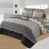 7 Pcs Quilted Comforter Set - Black & White